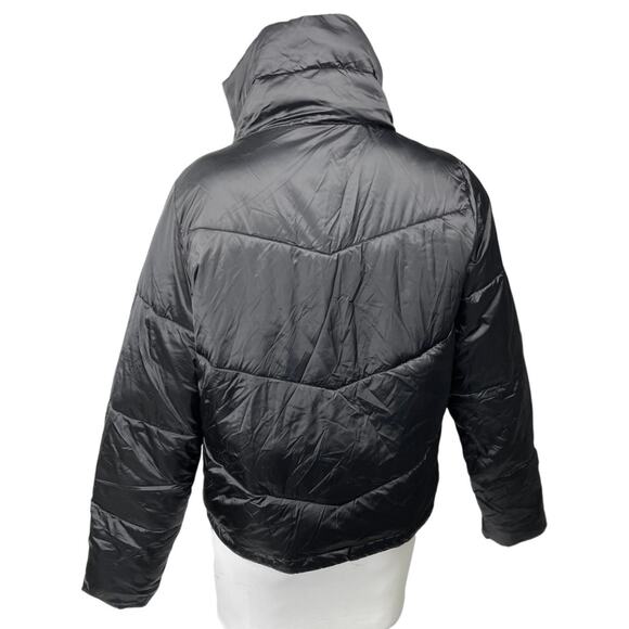 Abercrombie & Fitch Mini Puffer Women's Black High Neck Zip Up Coat Jacket Sz M - Picture 2 of 4